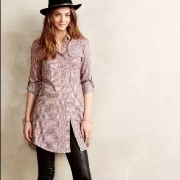 11.1 Thylo for Anthropologie Red Striped Tunic Top - Picture 1 of 8